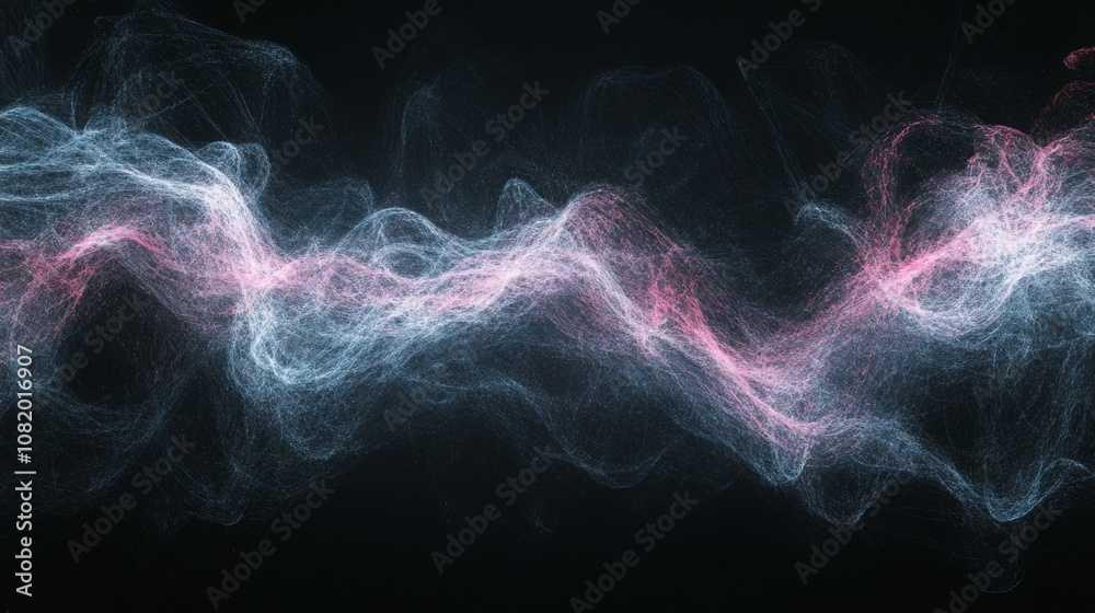 Obraz premium Abstract Colorful Smoke or Wave Patterns Flowing Dynamically Against a Dark Background for Creative Backgrounds and Digital Artwork Designs