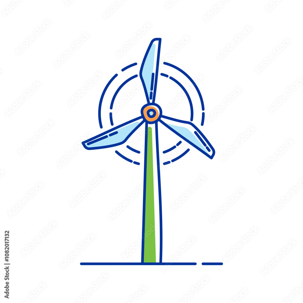 Wind Turbine Icon Illustration with bright colour palette in doodle style Ideal for environmental awareness and green projects designs. Wind Turbine Icon Illustration with bright colour palette in doodle style Ideal for environmental awareness and green projects designs.