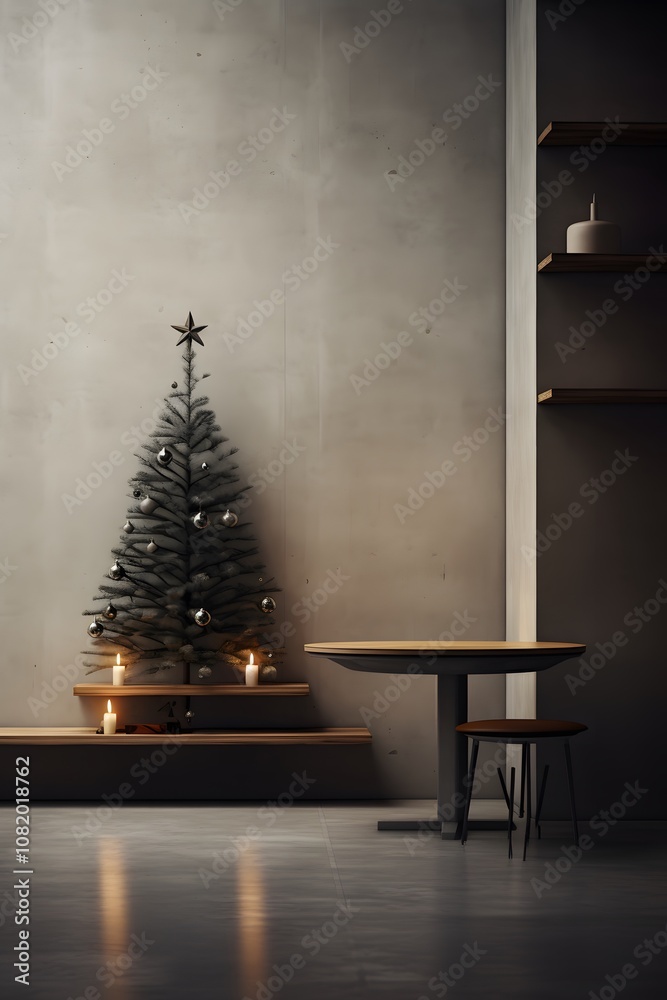 Fototapeta premium An uncluttered look at Christmas with minimalist elements AI generated illustration