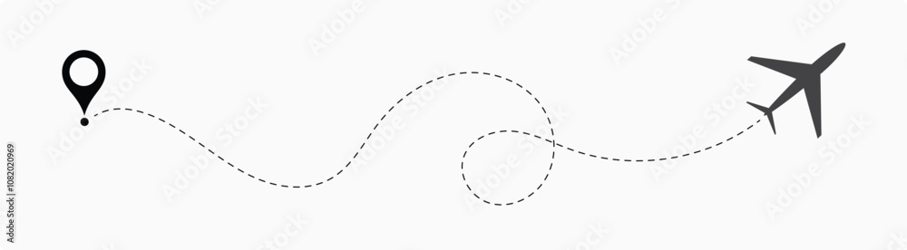 Airplane routes set. Plane route line. Planes dotted Airplane routes set. Plane route line. Planes dotted