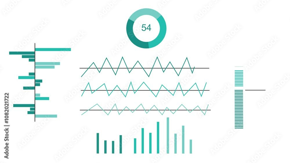 Set of animated infographic elements.Market data analysis with infographics, charts and diagrams isolated on white background. 4K animation 