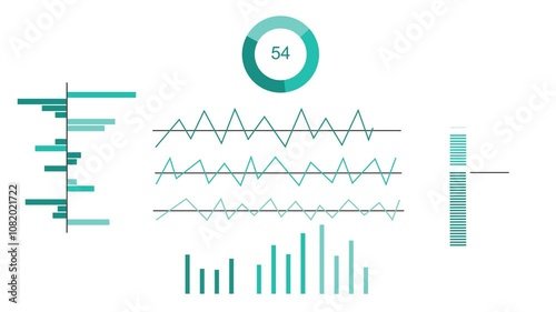 Set of animated infographic elements.Market data analysis with infographics, charts and diagrams isolated on white background. 4K animation 