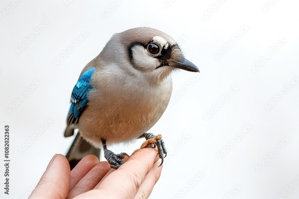 Obraz premium A small bird perched on a person's hand
