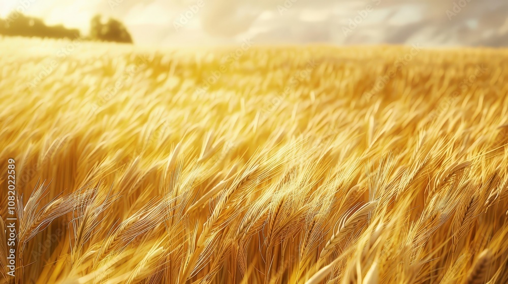 Golden Wheat Field Under Bright Sky Golden Wheat Field Under Bright Sky
