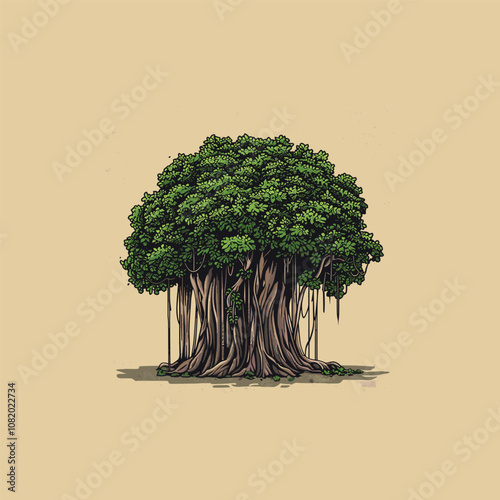 
Banyan tree vector illustration