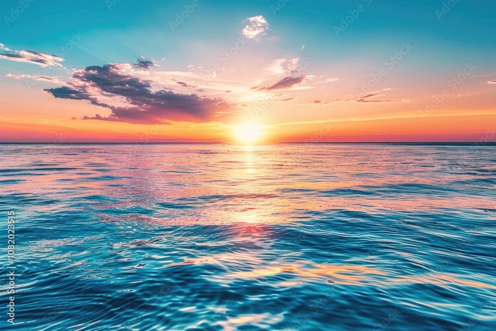 Obraz premium Beautiful sunset scene with the sun dipping into the ocean