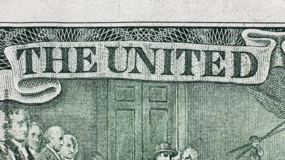 Dolar money close up. Usa green cash. Many american bucks. Two Usd dollar banknote. Us bill loop. Stop motion animation. United States fund. 2 backs loan closeup. Rising price concept. World crisis.