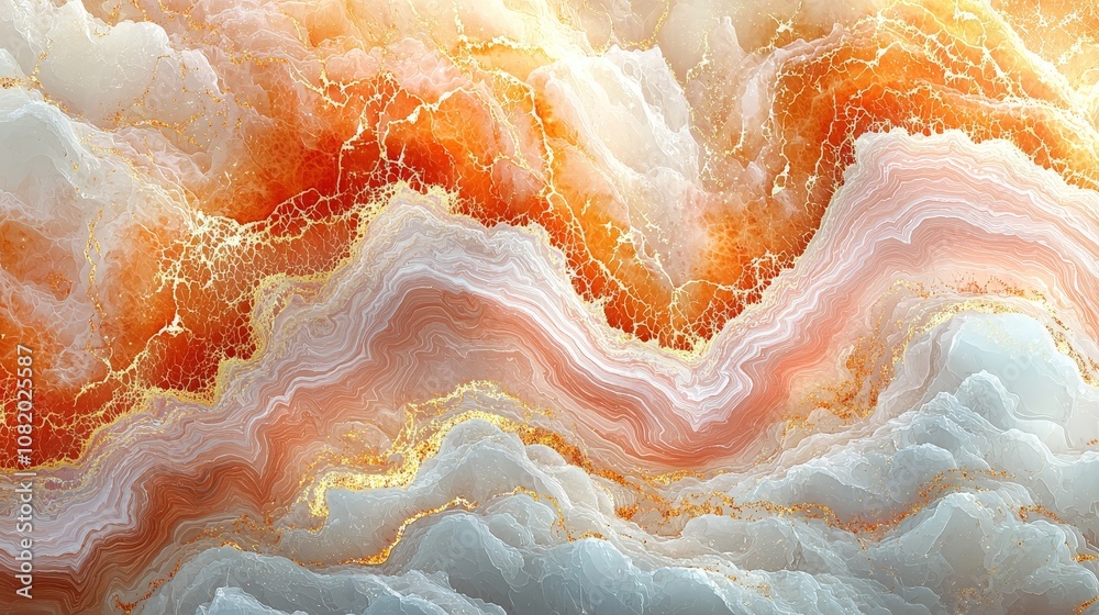 Abstract patterns of orange and white resembling natural stone formations. Abstract patterns of orange and white resembling natural stone formations.