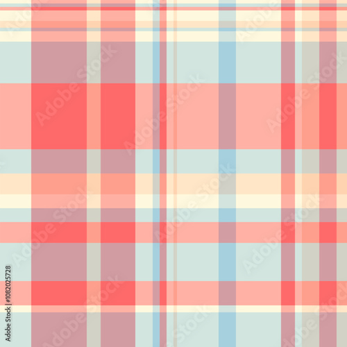 Flowing background textile tartan, packing check pattern texture. Rest seamless plaid vector fabric in light and red colors.