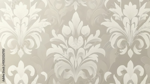 Modern damask in gray and white clean floral patterns with subtle details