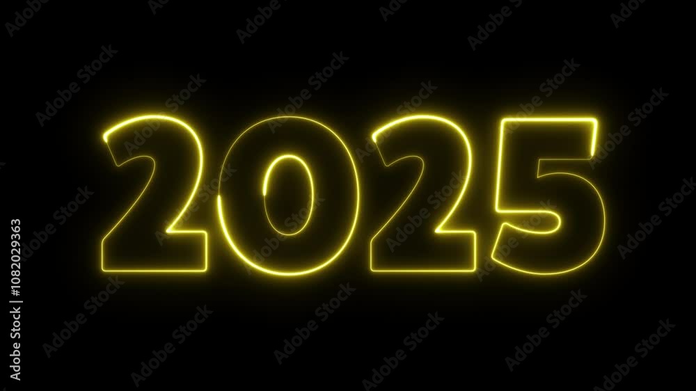 abstract animated new year 2025 neon number in yellow color, concepts, ideas, 4k, transparent background with alpha channel abstract animated new year 2025 neon number in yellow color, concepts, ideas, 4k, transparent background with alpha channel