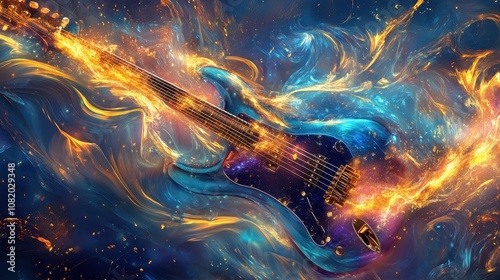 Fragmented guitars dissolve into fluid waves on a glowing wallpaper