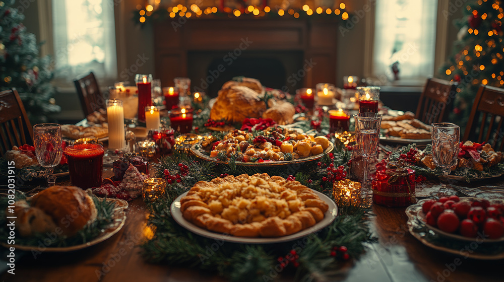 Charming Christmas Illustrations with Featuring A Festive Holiday Dinner Table With A Delicious Feast And Fine China Charming Christmas Illustrations with Featuring A Festive Holiday Dinner Table With A Delicious Feast And Fine China