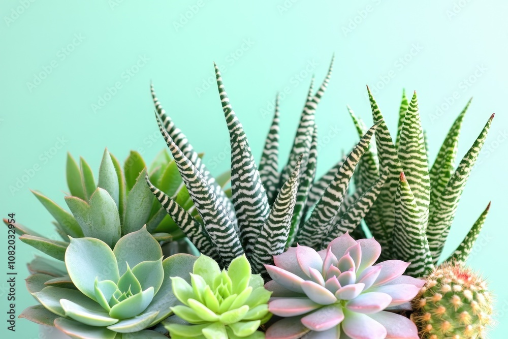 Obraz premium Close-up shot of a pot filled with multiple succulent plants