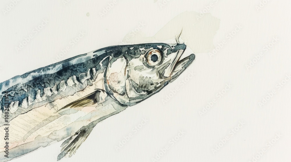 A realistic illustration of a fish on a clean and simple white background A realistic illustration of a fish on a clean and simple white background
