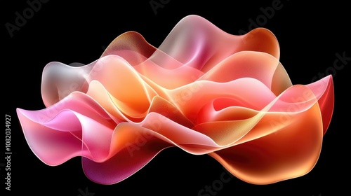 abstract background created with orange transparent waves on a black background