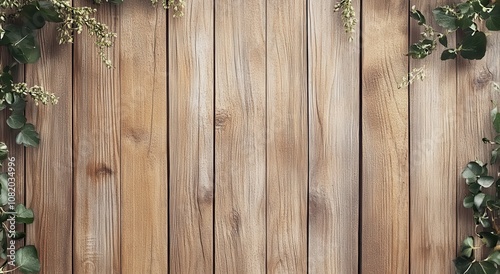 Rustic Wooden Background with Green Ivy Vines Creating a Natural and Calming Atmosphere Perfect for Various Creative Projects and Designs