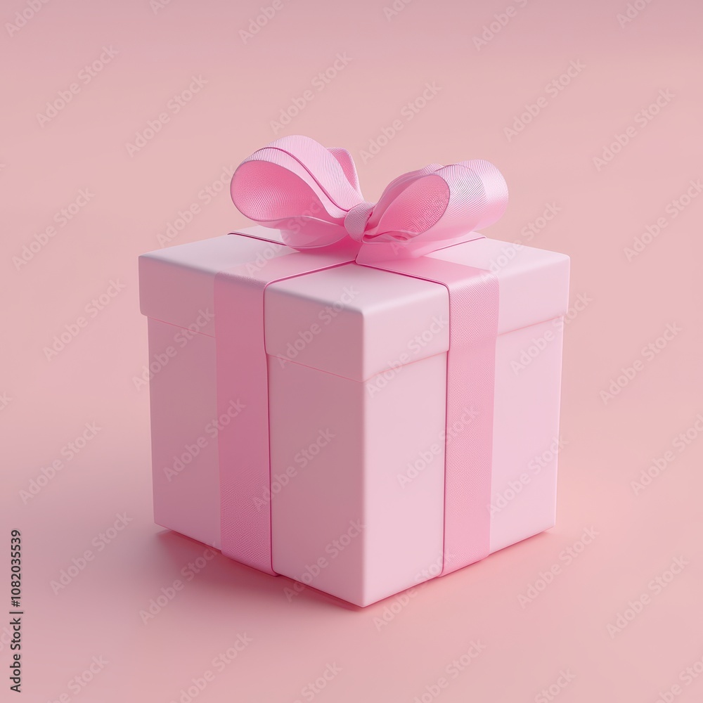 Obraz premium Pink Gift Box with Bow on Soft Background