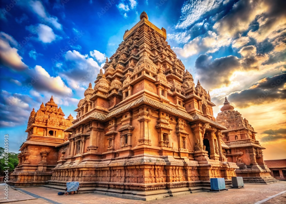 Chola Brihadeeswarar Temple, Thanjavur: Stunning deep-focus architecture. Chola Brihadeeswarar Temple, Thanjavur: Stunning deep-focus architecture.