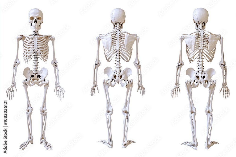 A collection of human skeletal views from different angles A collection of human skeletal views from different angles