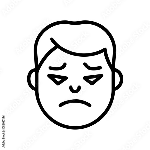 Brooding face icon expressing regret and disappointment in a simple and modern design