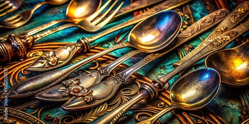 Elegant, tarnished silver set.  Stunning vintage appeal.