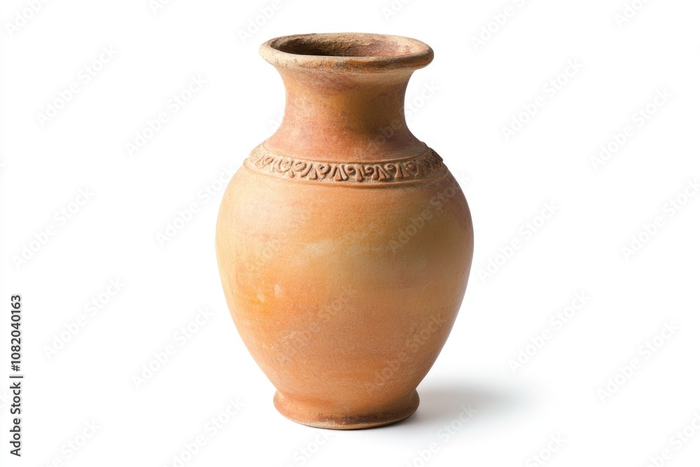 A single brown vase sitting on a plain white background, ideal for interior design or still life photography A single brown vase sitting on a plain white background, ideal for interior design or still life photography