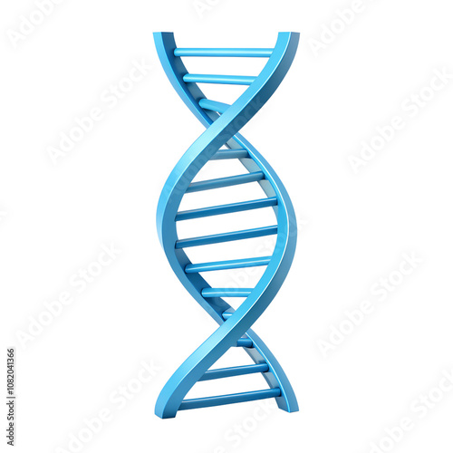 Modern minimalist design,3D Blue DNA helix icon in a stylized form transparent background,dna chain isolated ,