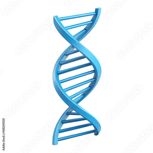 Modern minimalist design,3D Blue DNA helix icon in a stylized form transparent background,dna chain isolated ,