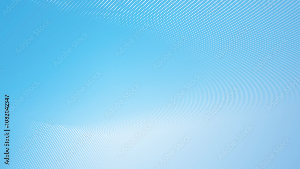 Obraz premium Deep sky blue gradient abstract background with stripes curve line vector image