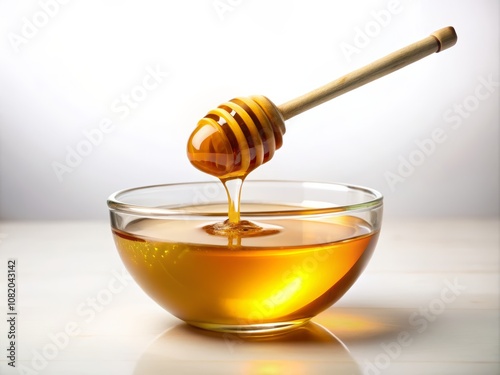 Honey Stick and Bowl of Pouring Honey - Delicious Natural Sweetener, Organic Honey Drizzle, Culinary Ingredients, Healthy Cooking, Sweet Treats, Kitchen Essentials, Gourmet Food, Honey Lover's Delight