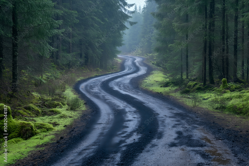 Dirt road or mud road and rain forest
Dirt road or mud road and rain forest