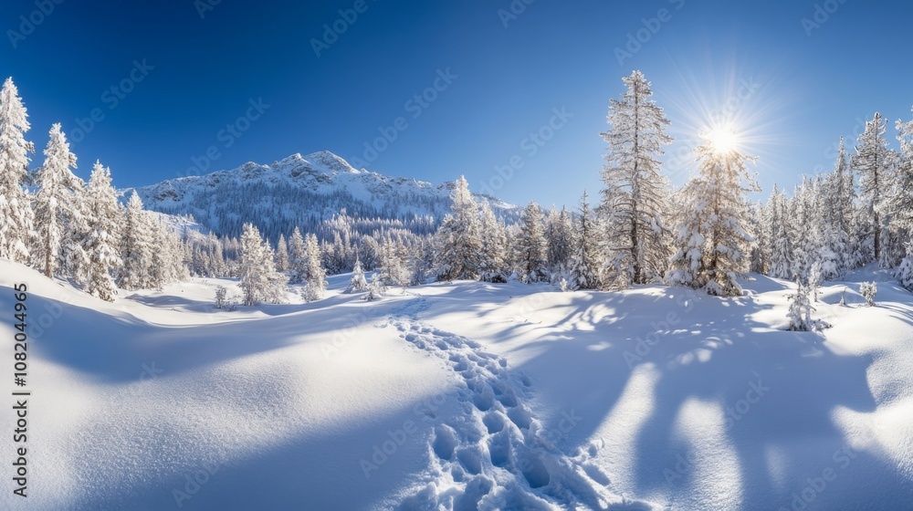Obraz premium Winter Wonderland Mountain Landscape with Snow