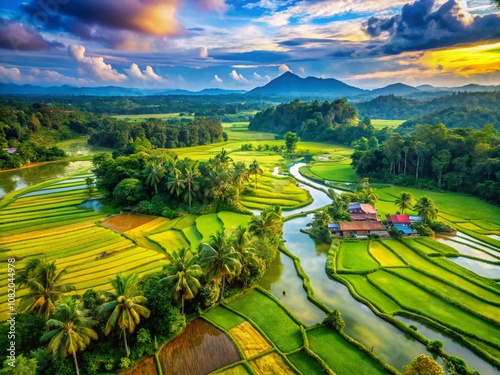 Siak Riau, Indonesia, April 2016.  Landscape, rule of thirds composition. photo