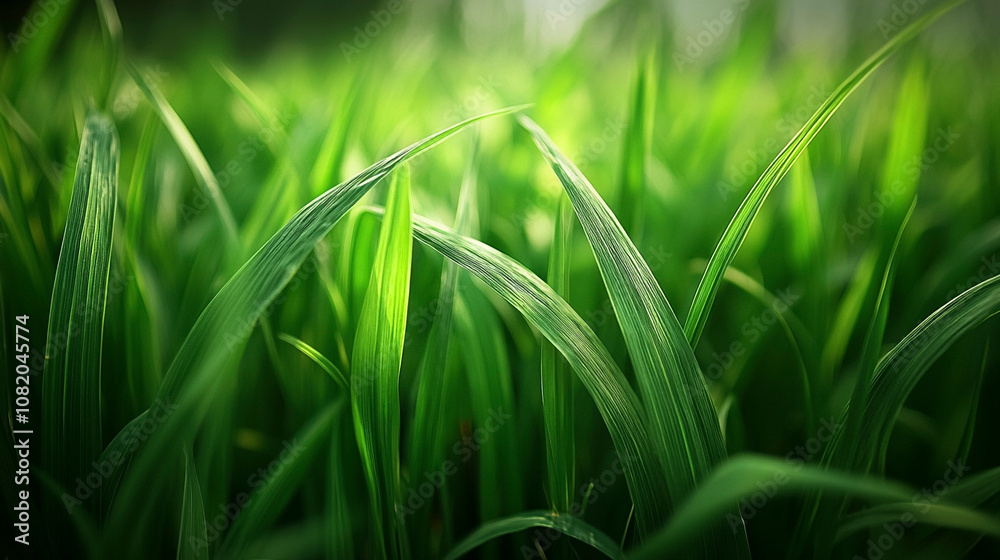 Close-Up of Vibrant Green Grass Blades Close-Up of Vibrant Green Grass Blades