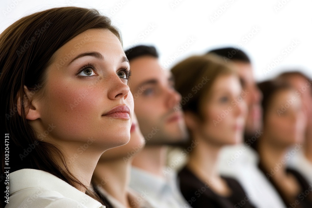A group of professionals sitting together in a line, potentially in a meeting or conference setting A group of professionals sitting together in a line, potentially in a meeting or conference setting