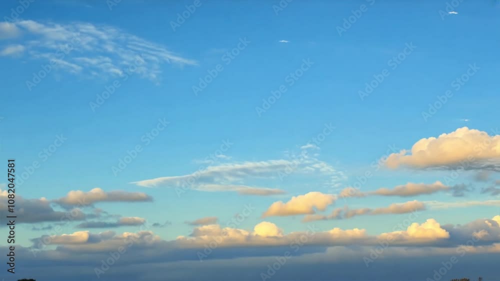 Serene sky with fluffy clouds and bright blue backdrop creates peaceful atmosphere, where soft hues of clouds beautifully contrast with vibrant horizon and sunlight, showcasing tranquility of nature. Serene sky with fluffy clouds and bright blue backdrop creates peaceful atmosphere, where soft hues of clouds beautifully contrast with vibrant horizon and sunlight, showcasing tranquility of nature.