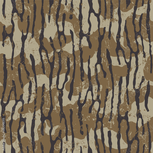 The oak bark seamless camouflage pattern combines the natural grunge rugged texture of oak tree bark with the practical design of a camouflage print.