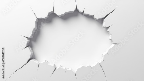 Broken hole white wall texture background crack