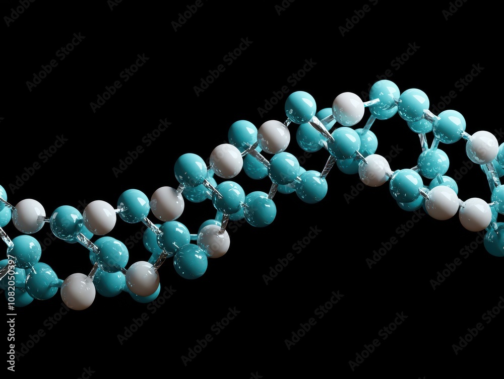 Molecular structure visualization science lab 3d render black ...