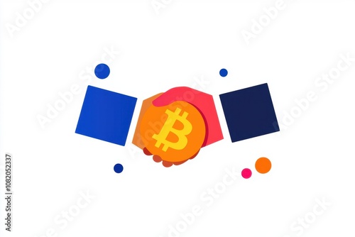 Business partnership cryptocurrency exchange graphic design digital environment abstract viewpoint financial innovation