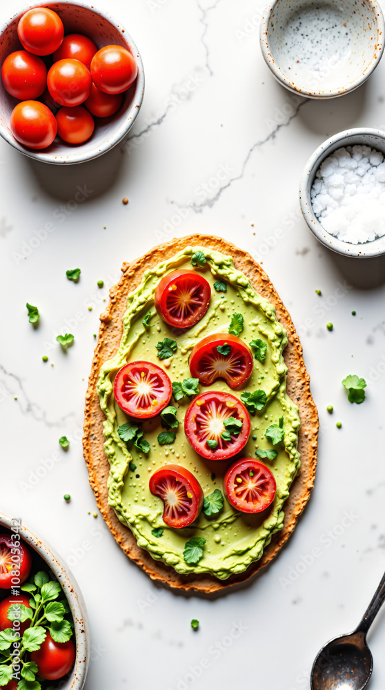 Healthy Breakfast with Avocado and Cherry Tomatoes Healthy Breakfast with Avocado and Cherry Tomatoes