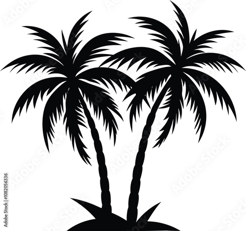Black coconut  tree  vector illustration on white background 