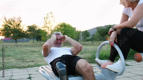 Amputee athlete doing sit-ups