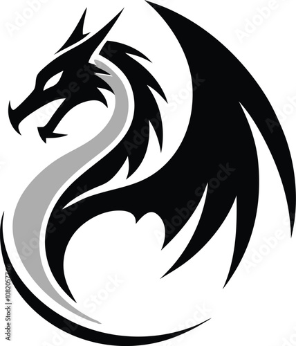 dragon icon vector. head of dragon silhouette