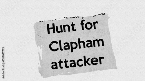 Hunt for Clapham attacker - current breaking daily news story communication copy newspaper headline article title in UK 2024