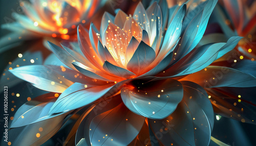 Vibrant Digital Art of a Stylized Abstract Flower