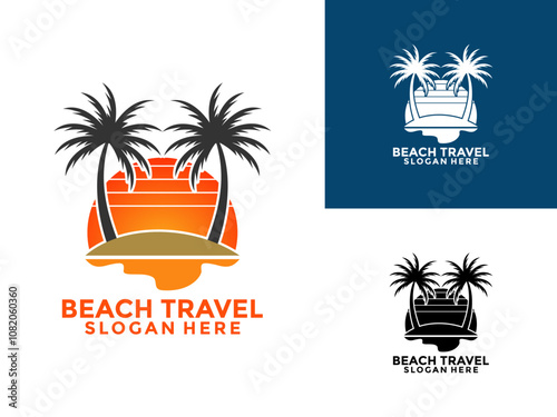 Travel Logo Icon Design Vector, Travel Beach logo design template