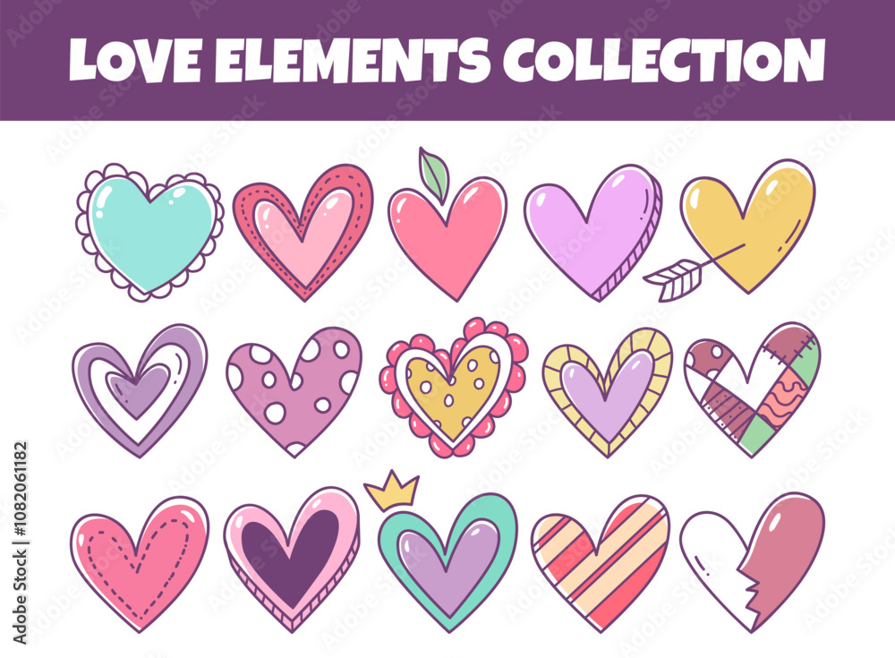 Love elements vector illustration set Love elements vector illustration set
