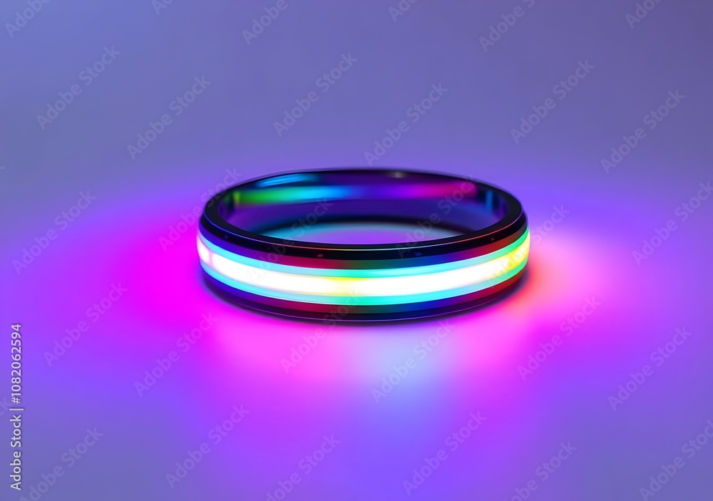 Blank Ring with Glowing LED Strip for Event Entry on White Background Blank Ring with Glowing LED Strip for Event Entry on White Background